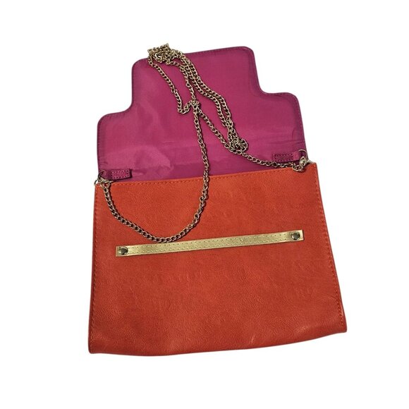 Bundle BAEKGAARD Pink Orange Clutch PUREOLOGY Chain Link Strap Crossbody Bag - Picture 5 of 16
